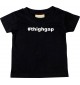 Kinder T-Shirt  hashtag thighgap, schwarz, 0-6 Monate