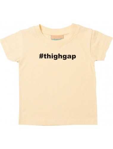 Kinder T-Shirt  hashtag thighgap,hellgelb, 0-6 Monate