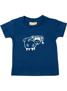 Kinder T-Shirt  Funny Tiere Schäfchen navy, 0-6 Monate