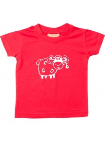Kinder T-Shirt  Funny Tiere Schäfchen rot, 0-6 Monate