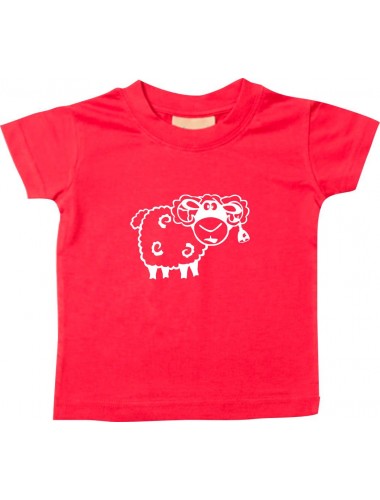Kinder T-Shirt  Funny Tiere Schäfchen rot, 0-6 Monate