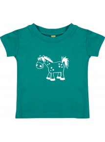 Kinder T-Shirt  Funny Tiere Pferd Pony jade, 0-6 Monate