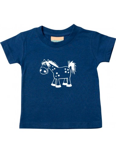 Kinder T-Shirt  Funny Tiere Pferd Pony navy, 0-6 Monate