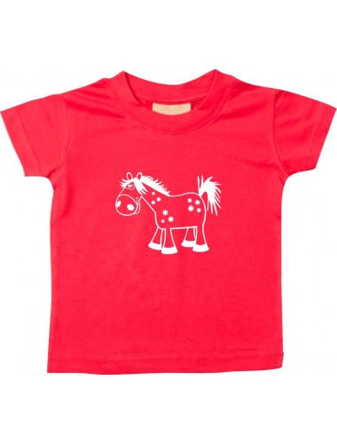 Kinder T-Shirt  Funny Tiere Pferd Pony rot, 0-6 Monate