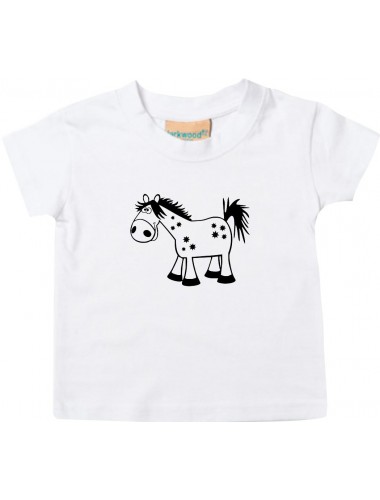 Kinder T-Shirt  Funny Tiere Pferd Pony weiss, 0-6 Monate