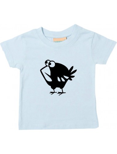Kinder T-Shirt  Funny Tiere Vogel Spatz hellblau, 0-6 Monate
