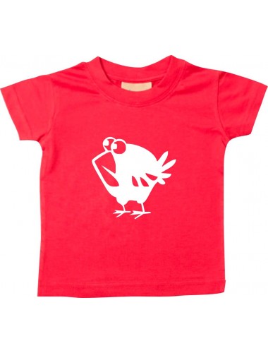 Kinder T-Shirt  Funny Tiere Vogel Spatz rot, 0-6 Monate