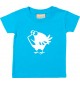 Kinder T-Shirt  Funny Tiere Vogel Spatz tuerkis, 0-6 Monate