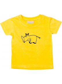 Kinder T-Shirt  Funny Tiere Nashorn gelb, 0-6 Monate