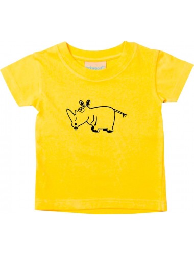 Kinder T-Shirt  Funny Tiere Nashorn gelb, 0-6 Monate