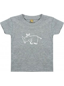 Kinder T-Shirt  Funny Tiere Nashorn grau, 0-6 Monate