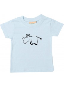 Kinder T-Shirt  Funny Tiere Nashorn hellblau, 0-6 Monate