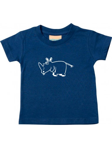Kinder T-Shirt  Funny Tiere Nashorn navy, 0-6 Monate