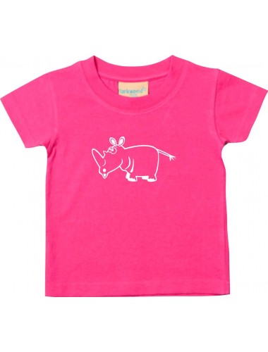 Kinder T-Shirt  Funny Tiere Nashorn pink, 0-6 Monate