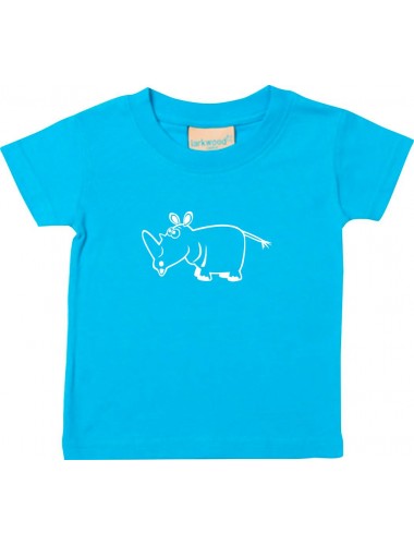 Kinder T-Shirt  Funny Tiere Nashorn tuerkis, 0-6 Monate
