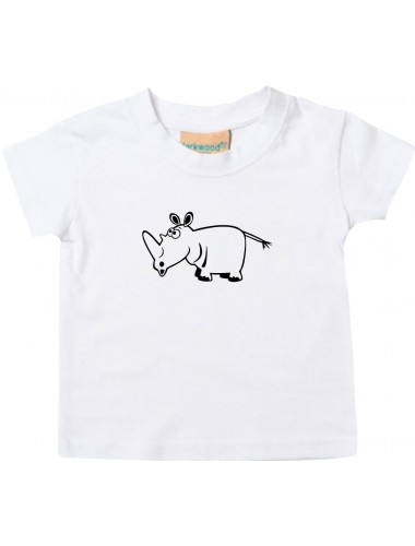Kinder T-Shirt  Funny Tiere Nashorn weiss, 0-6 Monate