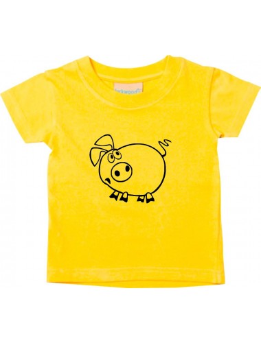 Kinder T-Shirt  Funny Tiere Ferkel gelb, 0-6 Monate