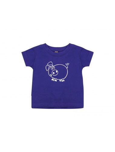 Kinder T-Shirt  Funny Tiere Ferkel lila, 0-6 Monate