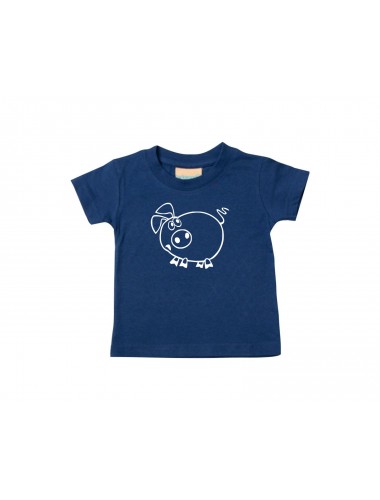 Kinder T-Shirt  Funny Tiere Ferkel navy, 0-6 Monate