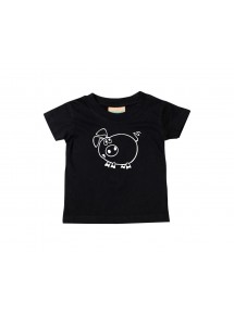 Kinder T-Shirt  Funny Tiere Ferkel schwarz, 0-6 Monate