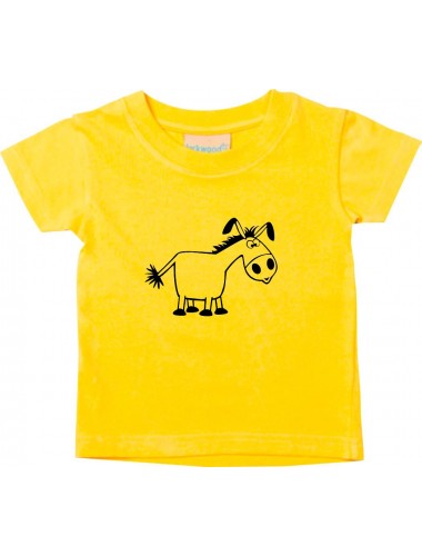 Kinder T-Shirt  Funny Tiere Esel gelb, 0-6 Monate
