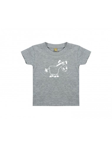 Kinder T-Shirt  Funny Tiere Esel grau, 0-6 Monate