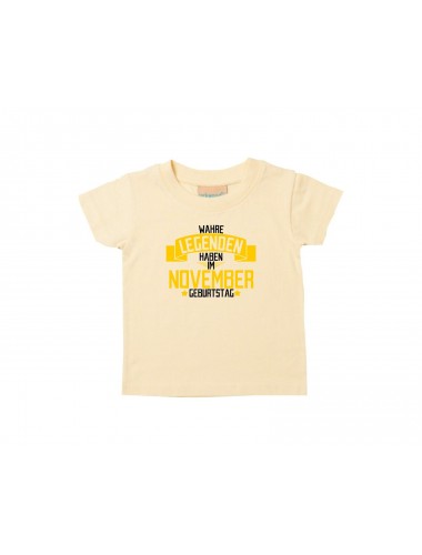 Kinder T-Shirt  Wahre LEGENDEN haben im NOVEMBER Geburtstag hellgelb, 0-6 Monate