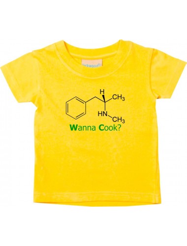 Cooles Kinder T-Shirt  Wanna Cook Srukturformel gelb, 0-6 Monate