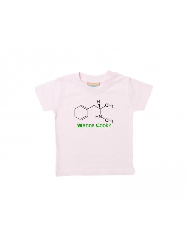 Cooles Kinder T-Shirt  Wanna Cook Srukturformel rosa, 0-6 Monate