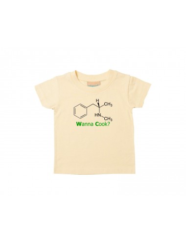 Cooles Kinder T-Shirt  Wanna Cook Srukturformel hellgelb, 0-6 Monate