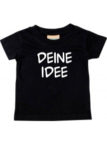 Baby Shirt individuell mit Wunschtext oder Logo bedruckt, schwarz, Größe 0-6 Monate