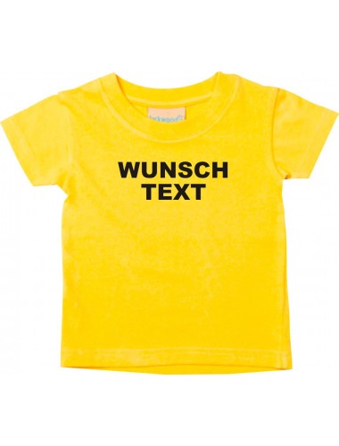 Baby Kinder T-Shirt individuell mit Wunschtext oder Logo bedruckt, gelb, 0-6 Monate
