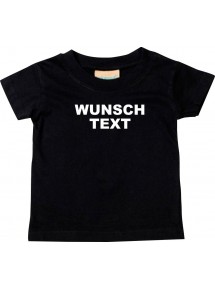 Baby Kinder T-Shirt individuell mit Wunschtext oder Logo bedruckt, schwarz, 0-6 Monate