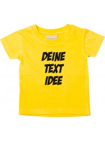 Baby Kinder T-Shirt individuell mit Wunschtext bedruckt, gelb, Größe 0-6 Monate