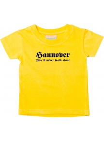 Kinder T-Shirt  Hannover You´ll never walk alone Fußball Fans Ultra Verein Kult, gelb, 0-6 Monate