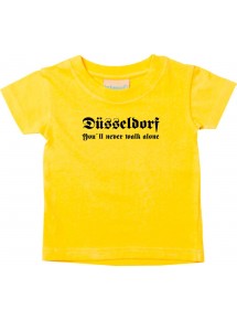Kinder T-Shirt  Düsseldorf You´ll never walk alone Fußball Fans Ultra Verein Kult, gelb, 0-6 Monate
