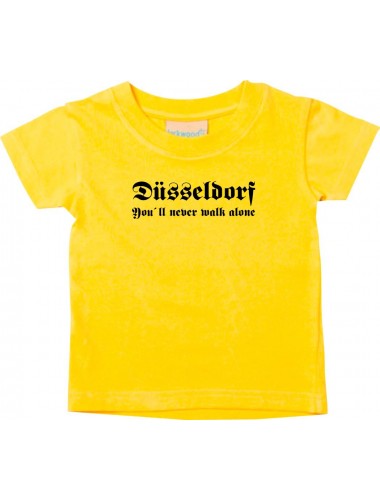Kinder T-Shirt  Düsseldorf You´ll never walk alone Fußball Fans Ultra Verein Kult, gelb, 0-6 Monate