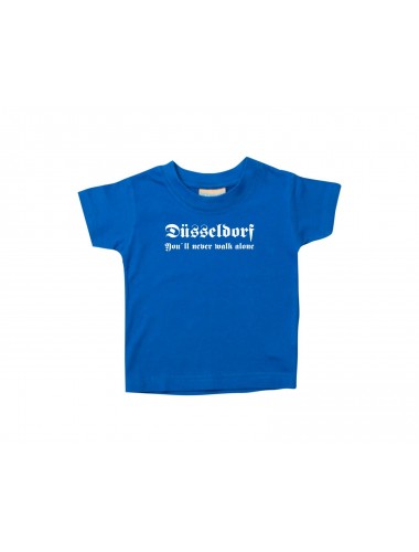 Kinder T-Shirt  Düsseldorf You´ll never walk alone Fußball Fans Ultra Verein Kult, royal, 0-6 Monate