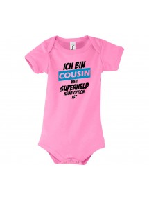 Baby Body Ich bin Cousin weil Superheld keine Option ist, rosa, 12-18 Monate