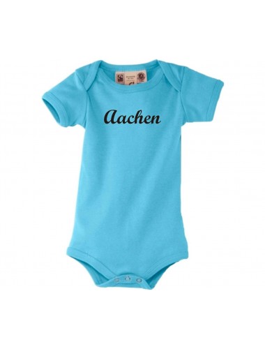 Baby Body Deine Stadt Aachen City Shirts kult, türkis, 0-6 Monate