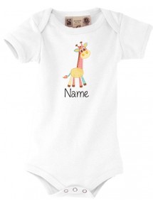 BIO Baby Body mit tollen Motiven inkl Ihrem Wunschnamen Giraffe