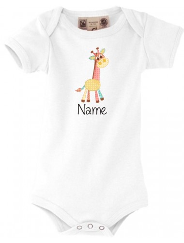 BIO Baby Body mit tollen Motiven inkl Ihrem Wunschnamen Giraffe