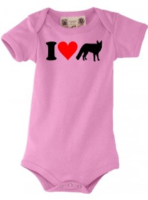 Baby Body lustige Tiere I love Tiere Füchse, kult, rosa, 0-6 Monate