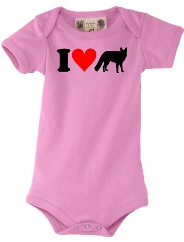 Baby Body lustige Tiere I love Tiere Füchse, kult, rosa, 0-6 Monate