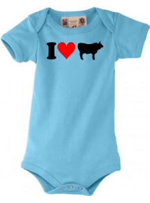 Baby Body lustige Tiere I love Tiere Kühe, kult, türkis, 0-6 Monate