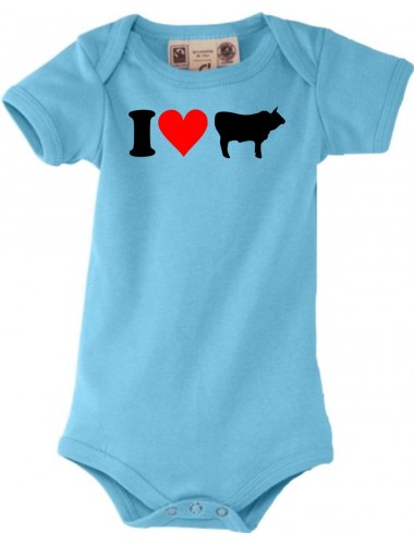 Baby Body lustige Tiere I love Tiere Kühe, kult, türkis, 0-6 Monate