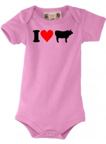 Baby Body lustige Tiere I love Tiere Kühe, kult, rosa, 0-6 Monate