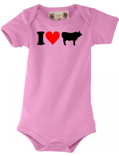 Baby Body lustige Tiere I love Tiere Kühe, kult, rosa, 0-6 Monate