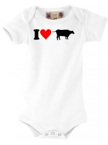 Baby Body lustige Tierwelt I love Tiere Kühe, kult, weiss, 0-6 Monate