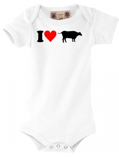Baby Body lustige Tierwelt I love Tiere Kühe, kult, weiss, 0-6 Monate